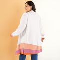 Women Plus Size Elegant Colorblock Open Front Knit Coat Multi-color