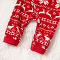 Christmas Reindeer and Letter Embroidered Red Family Matching Long-sleeve Thickened Polar Fleece Pajamas Sets (Flame Resistant) Red