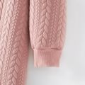 Pink Cable Knit Long-sleeve Hoodie Dress for Mom and Me Light Pink image 5
