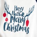 Christmas Antlers and Letter Print Family Matching Long-sleeve Pajamas Sets (Flame Resistant) Black/White