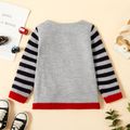 Toddler Boy Casual Vehicle Car Pattern Striped Sweater Grey