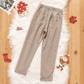 Kid Girl Christmas Plaid Striped Casual Straight Pants Multi-color