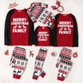 Christmas Letter Print Red Family Matching Raglan Long-sleeve Pajamas Sets (Flame Resistant) Black/White/Red