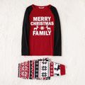 Christmas Letter Print Red Family Matching Raglan Long-sleeve Pajamas Sets (Flame Resistant) Black/White/Red