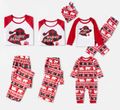 Christmas Plaid Bear and Letter Print Red Family Matching Raglan Long-sleeve Pajamas Sets (Flame Resistant) Red/White image 1
