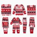 Christmas All Over Snowflake Print Red Family Matching Long-sleeve Pajamas Sets (Flame Resistant) Multi-color image 1