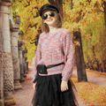 Kid Girl Plaid Colorblock Knit Sweater Multi-color