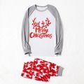 Christmas Reindeer and Letter Print Snug Fit Family Matching Raglan Long-sleeve Pajamas Sets Red/White