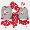 Christmas Cartoon Santa and Letter Print Red Family Matching Long-sleeve Pajamas Sets (Flame Resistant) Red image 1