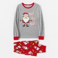 Christmas Cartoon Santa and Letter Print Red Family Matching Long-sleeve Pajamas Sets (Flame Resistant) Red image 2