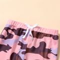 2-piece Toddler Girl Letter Print Ear Design Hoodie Sweatshirt and Camouflage Print Pants Set Pink