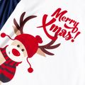 Merry Xmas Letters and Reindeer Print Navy Family Matching Long-sleeve Pajamas Sets (Flame Resistant) Dark blue/White/Red image 4