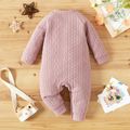 Baby Girl Solid Cable Knit Long-sleeve Jumpsuit Pink image 5