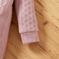 Baby Girl Solid Cable Knit Long-sleeve Jumpsuit Pink image 3