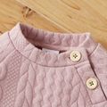 Baby Girl Solid Cable Knit Long-sleeve Jumpsuit Pink image 2