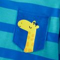 Baby Boy Cartoon Giraffe and Vehicle Print Long-sleeve Romper Turquoise
