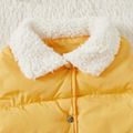 Kid Boy/Kid Girl Lapel Collar Button Design Fuzzy Coat Vest Yellow