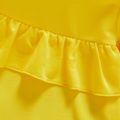 2-piece Kid Girl Ruffled Yellow Pullover Sweatshirt and Elasticized Gray Pants Set Yellow