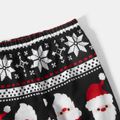 Christmas Santa Print Black Family Matching Long-sleeve Pajamas Sets (Flame Resistant) Black
