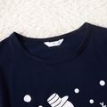 Christmas Snowman and Letter Print Dark Blue Family Matching Long-sleeve Pajamas Sets (Flame Resistant) Dark Blue/white image 3