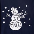 Christmas Snowman and Letter Print Dark Blue Family Matching Long-sleeve Pajamas Sets (Flame Resistant) Dark Blue/white image 4