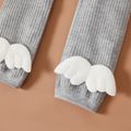 100% Cotton 3D Angel Wings Appliques Baby Ankle-length Ribbed Leggings Light Grey image 4