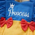 100% Cotton 2pcs Letter Print Color Block Sleeveless Layered Ruffle Baby Princess Romper Set Multi-color image 2
