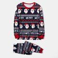 Christmas All Over Santa and Letter Print Family Matching Long-sleeve Pajamas Sets (Flame Resistant) Black/White/Red