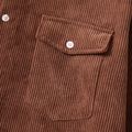 Coffee Corduroy Lapel Button Down Long-sleeve Shirts for Dad and Me Coffee