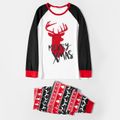 Christmas Deer and Letter Print Family Matching Raglan Long-sleeve Pajamas Sets (Flame Resistant) Black/White/Red