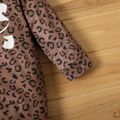 100% Cotton 2pcs Baby Letter Print All Over Leopard Long-sleeve Jumpsuit Set Coffee