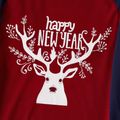 Christmas Deer and Letter Print Red Family Matching Raglan Long-sleeve Pajamas Sets (Flame Resistant) Color block image 4