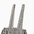 Casual Plaid Sleeveless Suspender Jumpsuit Overalls for Mom and Me Light Grey