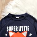 2-piece Toddler Boy Letter Animal Print Sweatshirt and Pants Set Deep Blue