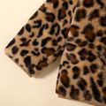 Toddler Girl Leopard Print Zipper Fuzzy Coat Brown