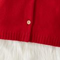 Christmas Tree Pattern Colorblock Baby Girl Long-sleeve Knitted Sweater Cardigan Red