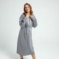 Maternity Casual Grey Long-sleeve Drawstring Hooded Dress Grey