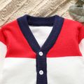 Toddler Boy Colorblock Button Design Sweater Cardigan Dark blue/White/Red image 3