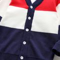 Toddler Boy Colorblock Button Design Sweater Cardigan Dark blue/White/Red image 4