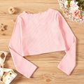 Kid Girl Crisscross Hollow out Ribbed Solid Long-sleeve Tee Pink