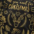 Kid Boy Christmas Deer Snowflake Letter Allover Print Long-sleeve Tee Black