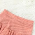 Kid Girl Ribbed Ruffled Solid Color Skirt Leggings Pink