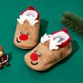 Christmas Baby / Toddler Santa Claus Elk Embroidered Prewalker Shoes Brown image 1