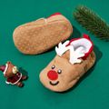 Christmas Baby / Toddler Santa Claus Elk Embroidered Prewalker Shoes Brown image 3