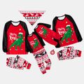 Christmas Dinosaur and Letter Print Red Family Matching Raglan Long-sleeve Pajamas Sets (Flame Resistant) Multi-color