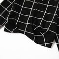 Black and White Plaid Long-sleeve Tops and Pants Sets for Mom and Me Black
