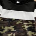 2-piece Kid Boy Camouflage Print Colorblock Sweatshirt and Pants Set Black image 3