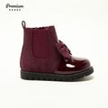 Toddler / Kid Bowknot Decor Side Zipper Solid Color Boots Burgundy