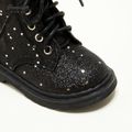 Toddler / Kid Stars Pattern Side Zipper Perforated Lace-up Black Boots Black