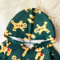 Kid Boy/Kid Girl Christmas Animal Print Zipper Hooded Jacket Dark Green